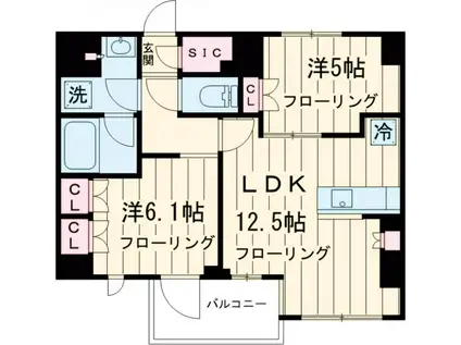 TENAS千歳船橋(2LDK/3階)の間取り写真