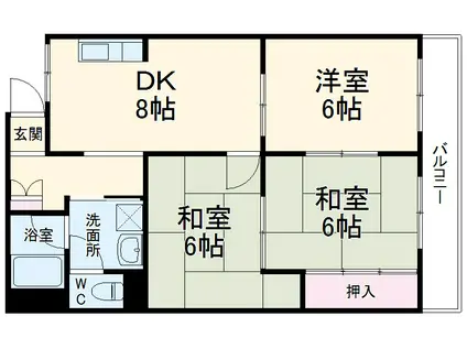 第2松原マンション(3DK/1階)の間取り写真