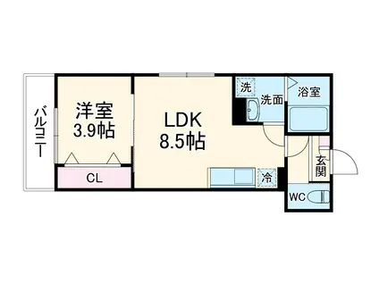 アリアトール(1LDK/1階)の間取り写真