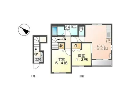 プティ・ボヌールⅢ(2LDK/2階)の間取り写真