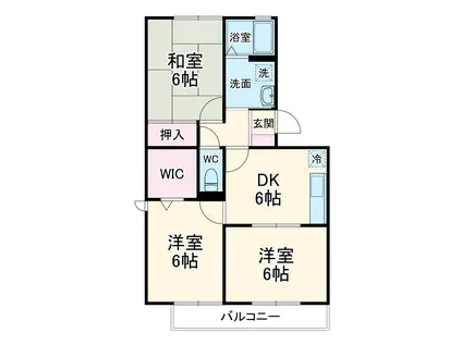 ウエストシティⅢ(3DK/2階)の間取り写真