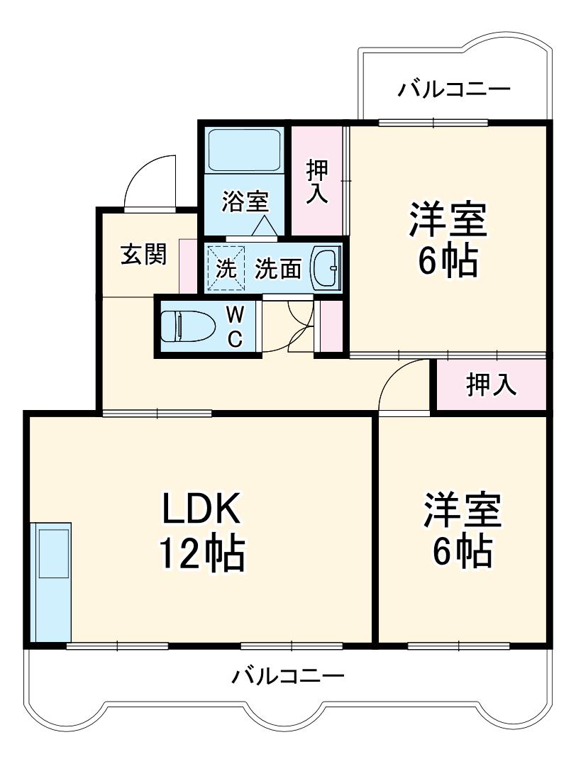 グランヴェール伏見2(2LDK/1階)の間取り写真