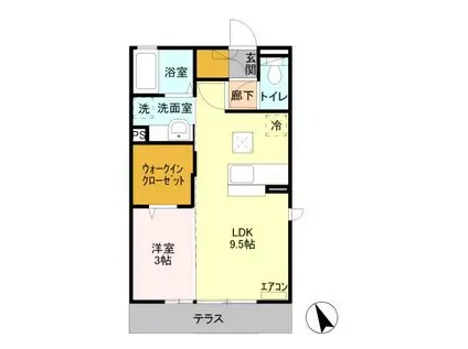 リリーコート(1LDK/1階)の間取り写真