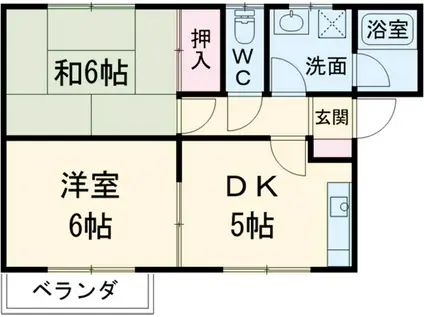 コーポ鍵和田B(2DK/2階)の間取り写真