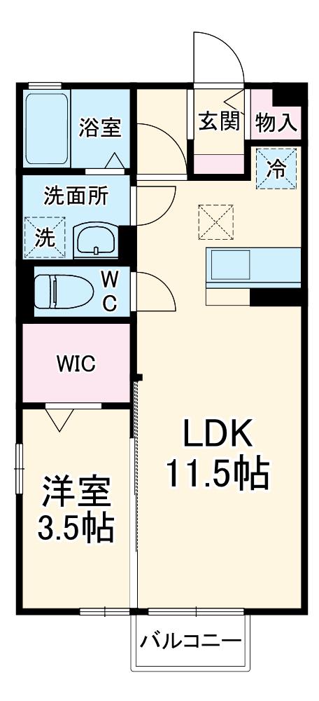 クロスクローバーⅢ(1LDK/1階)の間取り写真