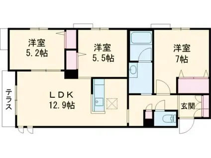 シャーメゾン ジン(3LDK/1階)の間取り写真