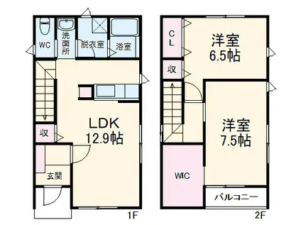 高崎線 熊谷駅 徒歩11分 2階建 築5年(2LDK)の間取り写真