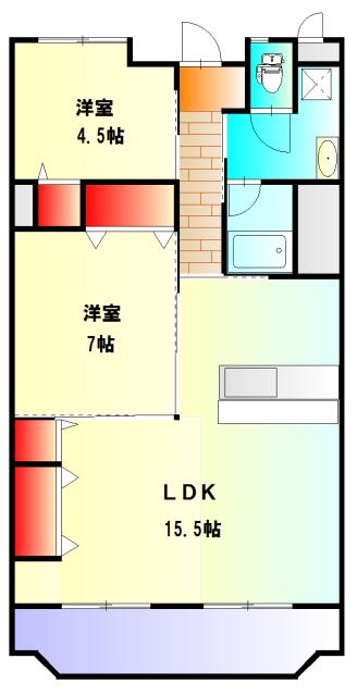 コーポ小尾(2LDK/2階)の間取り写真