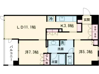 ガーデニエール砧レジデンス(1SLDK/7階)の間取り写真