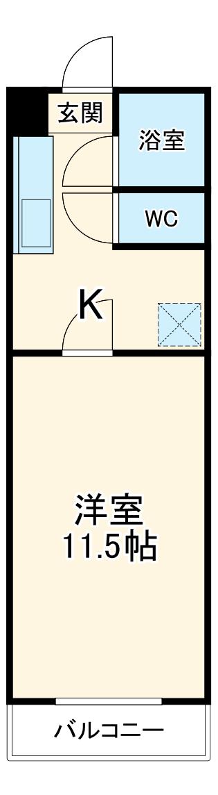 MUヒルズ庵町(1K/2階)の間取り写真