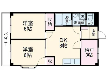 YSマンション(2SDK/2階)の間取り写真