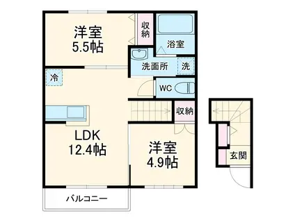 ラウレア(2LDK/2階)の間取り写真
