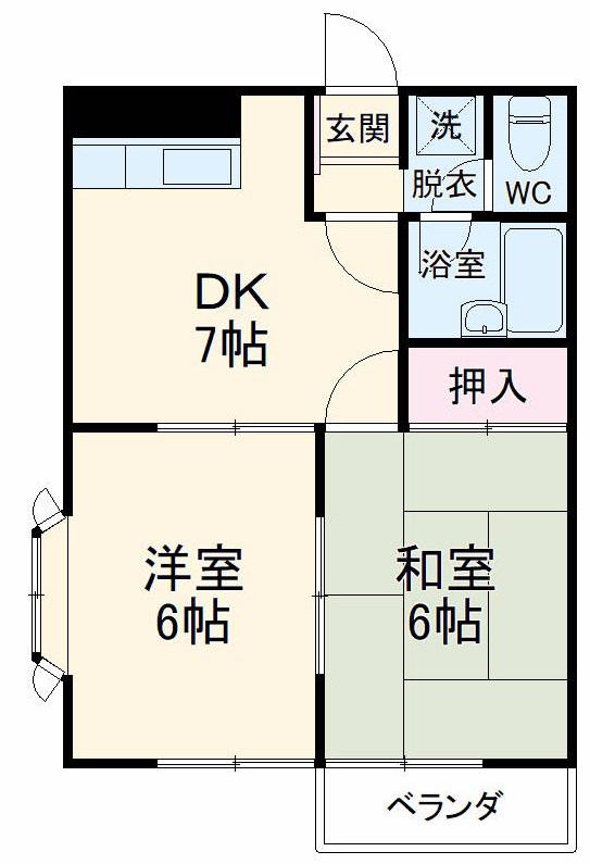 コンフォルト23(2DK/2階)の間取り写真