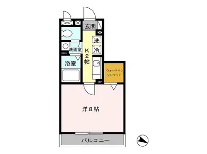 プランドール(1K/1階)の間取り写真