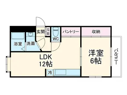 ウエミハイツ1(1LDK/2階)の間取り写真