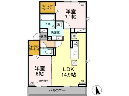 D-SQUARE八町通(2LDK/3階)の間取り写真