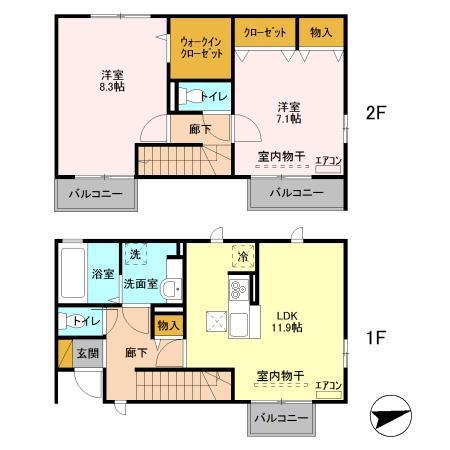 カーサ　フィオーレ(2LDK)の間取り写真