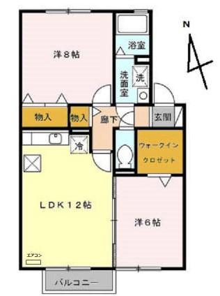 ボナールコート(2LDK/2階)の間取り写真