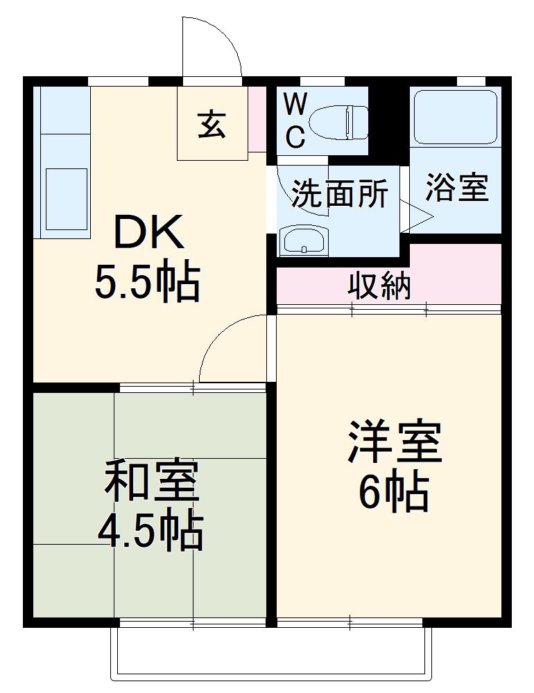 大森ハイツB(2DK/1階)の間取り写真