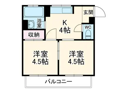 第2森ビル(2K/5階)の間取り写真