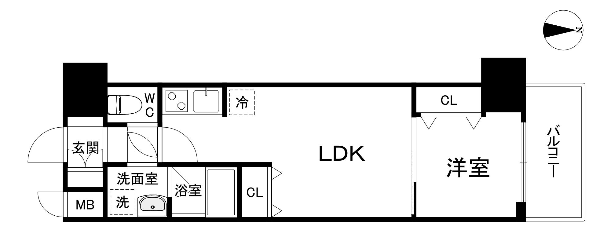 スプランディッド堀江(1LDK/10階)の間取り写真