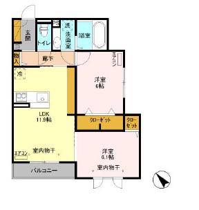 イデアーレ(2LDK/2階)の間取り写真