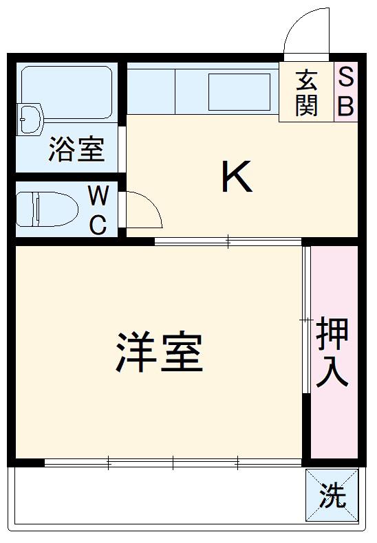 グレース南柏Ⅰ(1DK/2階)の間取り写真