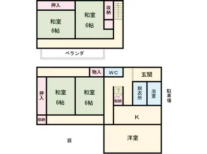 常磐線 荒川沖駅 徒歩56分 2階建 築47年(4LDK)の間取り写真