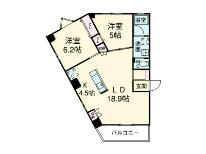 コミュニティーガーデンなごや(2LDK/1階)の間取り写真