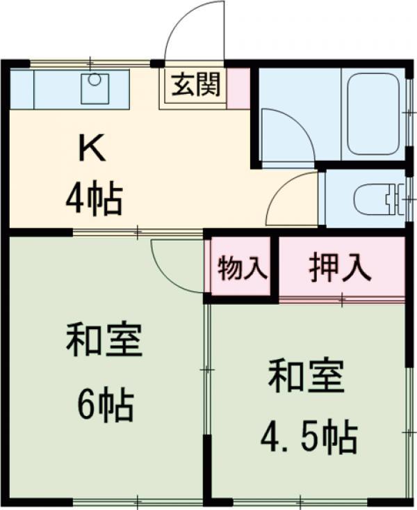 大内荘(2K/2階)の間取り写真