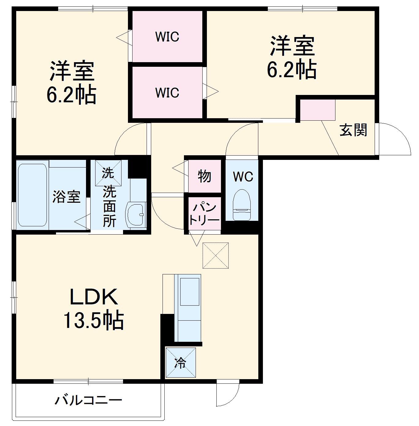 ソレイユアンサンブル(2LDK/1階)の間取り写真