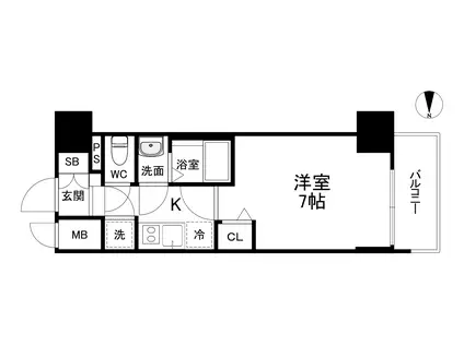 ファーストフィオーレ谷町六丁目フェリシア(1K/9階)の間取り写真