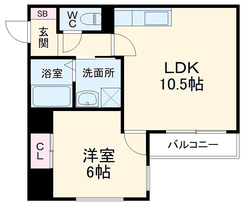 プレイス曽根(1LDK/1階)の間取り写真