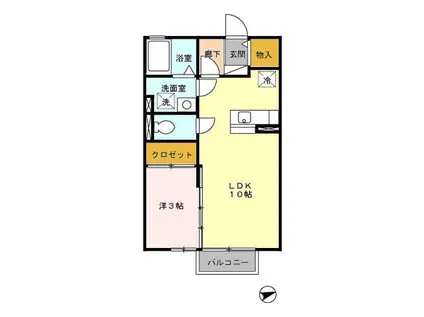 プランタンコリーヌⅡ(1LDK/2階)の間取り写真