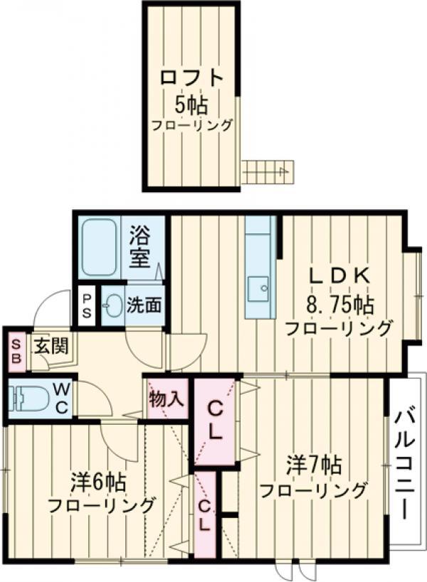 レガシイエーケー(2LDK/2階)の間取り写真