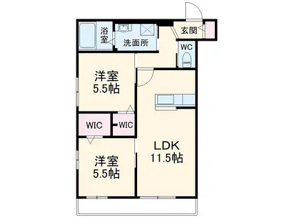 サンレガーロ久喜ウエストⅠ(2LDK/3階)の間取り写真