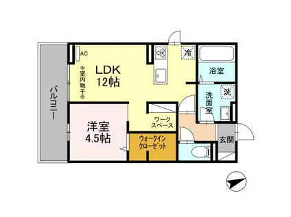 DーROOMやはた(1LDK/2階)の間取り写真