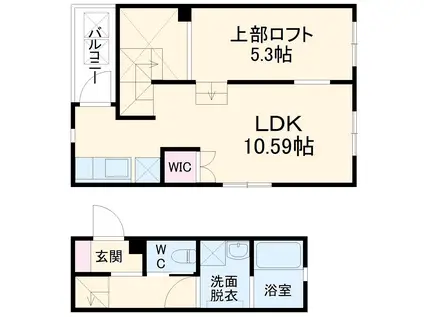 ソリッド勝川(ワンルーム/2階)の間取り写真