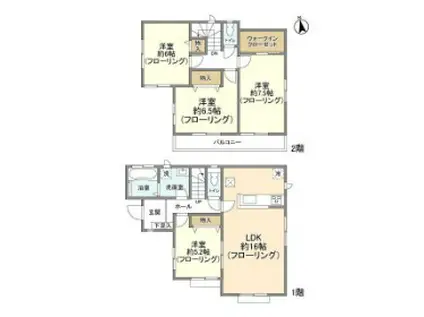 東武鉄道野田線 岩槻駅 バス乗車時間：15分 南辻西バス停で下車 徒歩2分 2階建 築4年(4LDK)の間取り写真