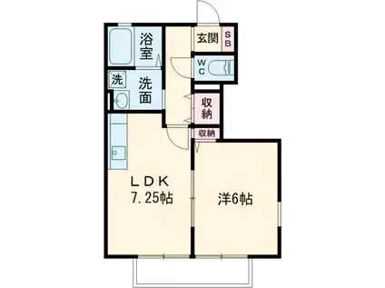 グリーンビレッジFMD棟(1LDK/1階)の間取り写真