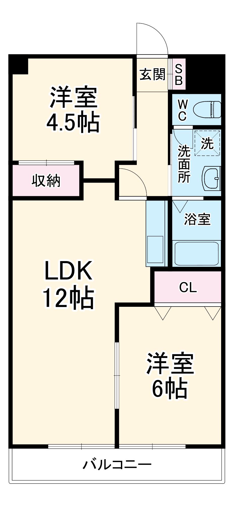 メゾン石橋(2LDK/4階)の間取り写真