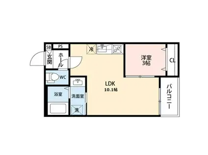 GRANDBLUE NAGASUKA Ⅲ(1LDK/2階)の間取り写真