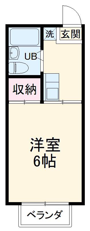 ハウスグリーンヒル(1K/2階)の間取り写真
