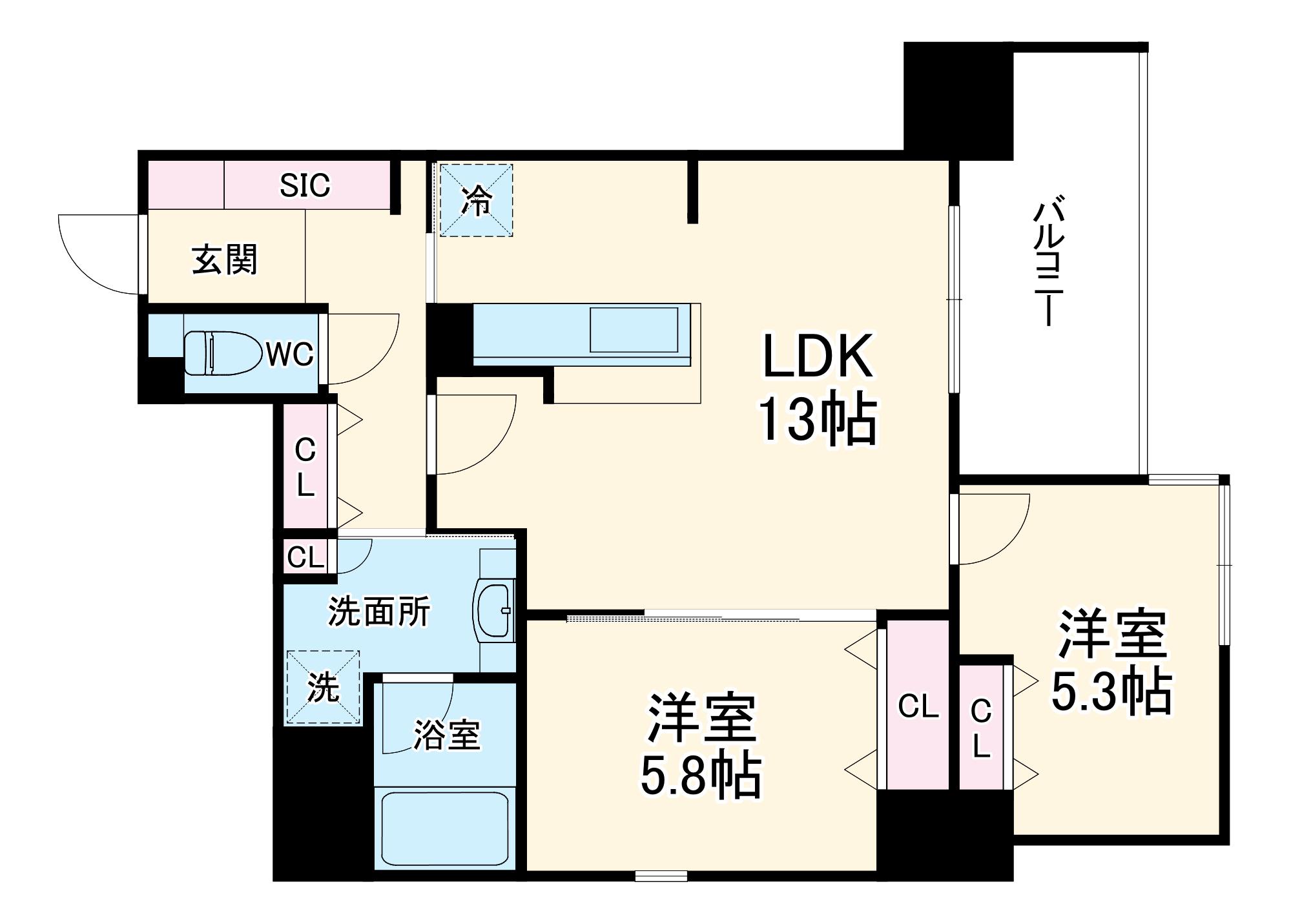 YS COURT東梅田(2LDK/13階)の間取り写真