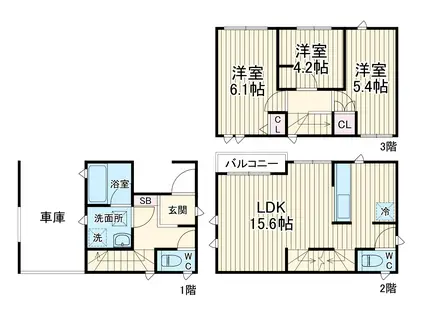 埼京線 南与野駅 徒歩7分 3階建 築4年(3LDK)の間取り写真