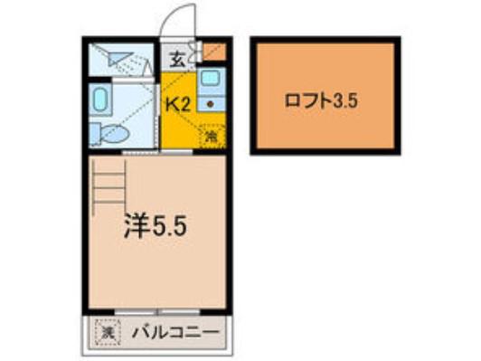 ハイム中原(1K/1階)の間取り写真