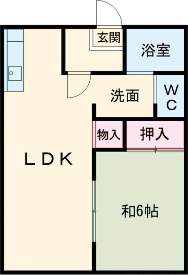 パナハイツ葉鹿(1LDK/1階)の間取り写真