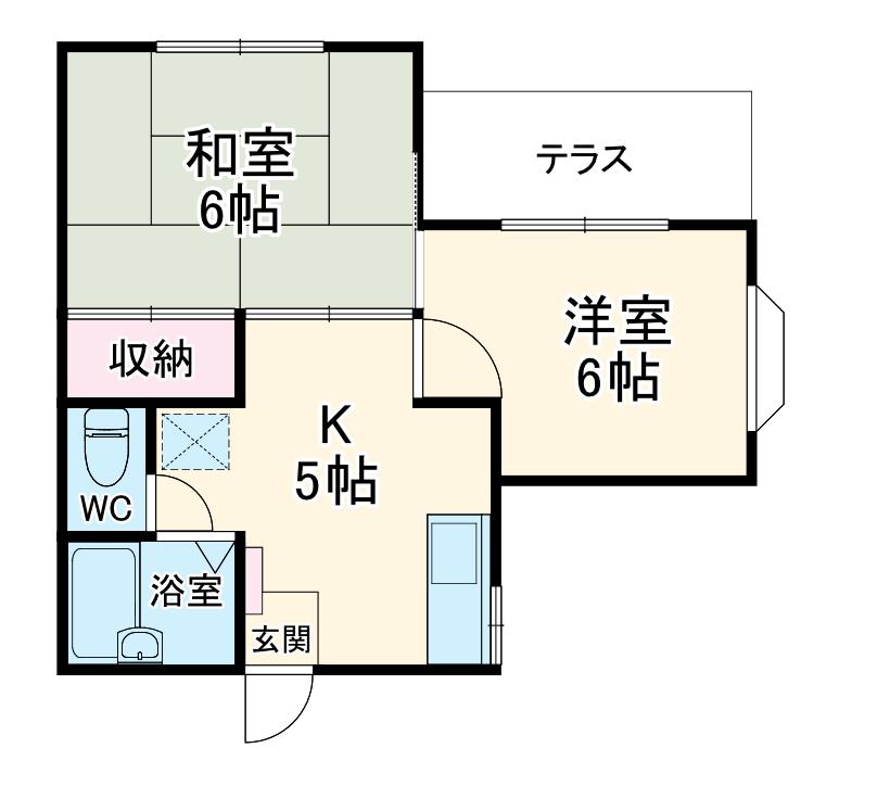 ラフォーレ中山(2K/1階)の間取り写真