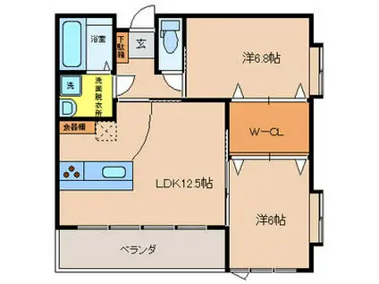 ビオス竹林(2LDK/2階)の間取り写真
