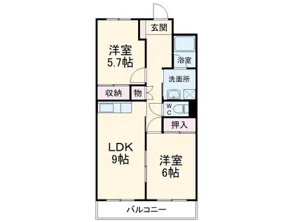 宇都宮昭和ビルⅡ(2LDK/2階)の間取り写真